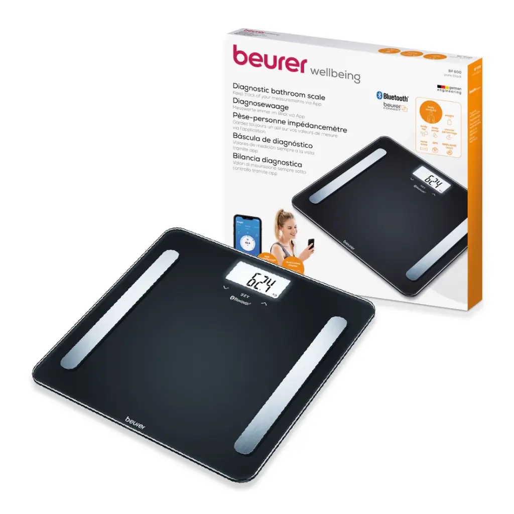 Báscula Diagnóstica de Baño para Personas BF600, Memoria Hasta para 8 Usuarios, Análisis Corporal de Cuerpo Completo / BF600 Marca beurer
